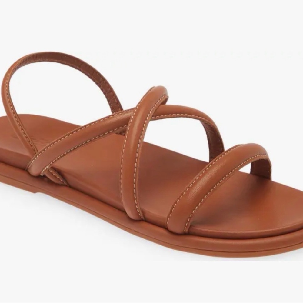 OluKai Women's Brown Strappy Leather Slide Sandals